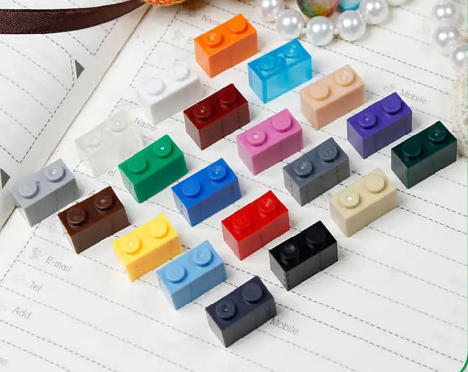 

100pcs/lot 1x2 DIY Building Block Brick Parts Toy Compatible with Other Brand Assemble Particles