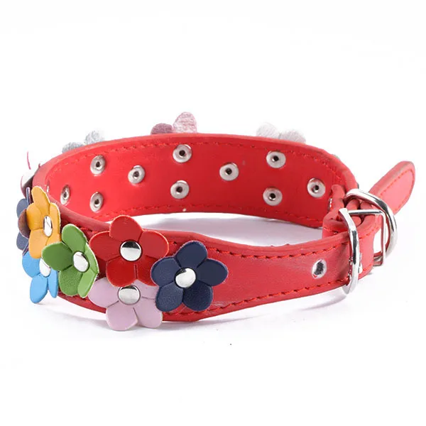 

Sweet Puppy Neck Strap Collar Leather Pet Dog Collar Cat Buckle Flower Designer