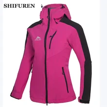 Shifuren ветрозащитный Водонепроницаемый куртка Для женщин зима теплая Спорт на открытом воздухе Альпинизм Восхождение Отдых Пеший Туризм флисовая куртка