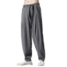 Весенне-летние шаровары, мужские повседневные спортивные штаны с эластичной талией, льняные штаны больших размеров, Брендовые мужские штаны для бега в стиле хип-хоп, 5xl