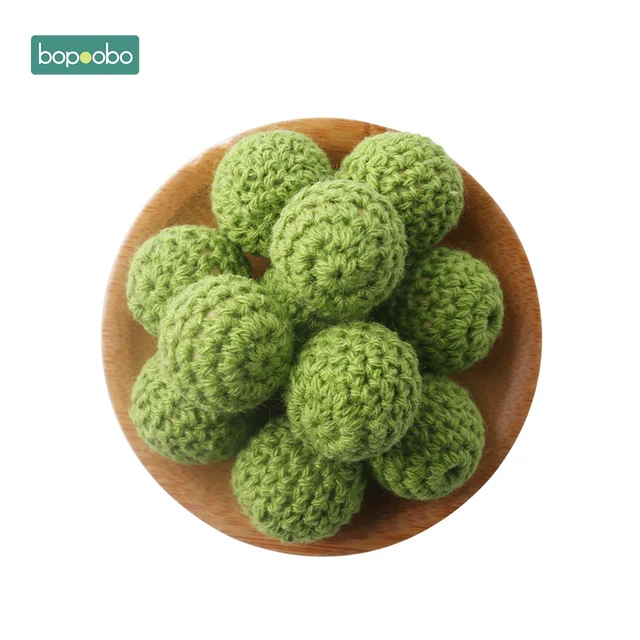Bopoobo 20mm 10pcs Wooden Crochet Beads Chewable Beads DIY Wooden Teething Knitting Beads Jewelry Crib Sensory Toy Baby Teether 3