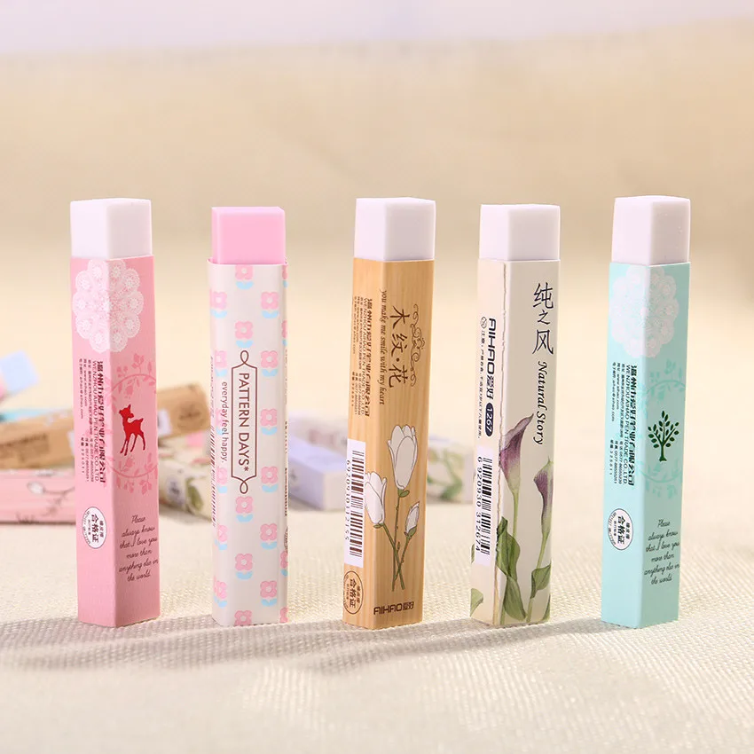 

1PC Cube Long Rubber Pencial Kawaii Eraser Cute School Supplies Stationery Erasers Correction Products