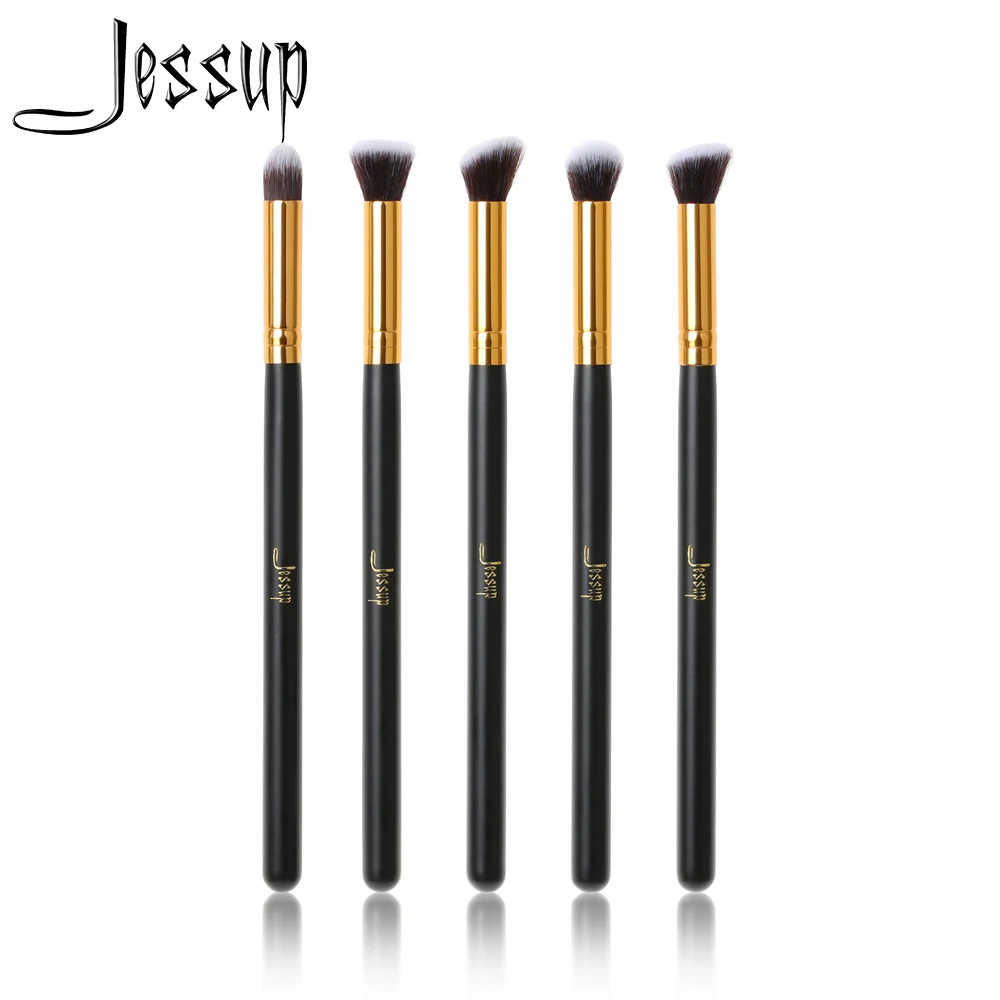 Buy Jessup 5pcs Makeup brushes sets Black/Gold Wood