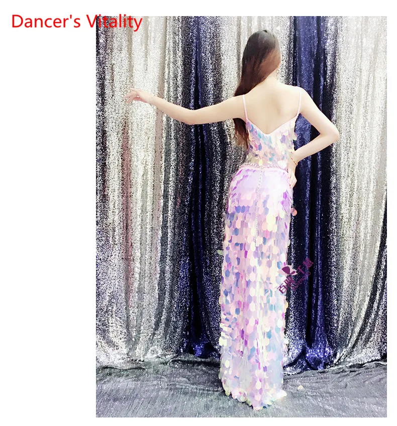 Одежда для занятий танцами живота, вышитая длинная юбка с пайетками, одежда для выступлений, индийский костюм для восточных танцев