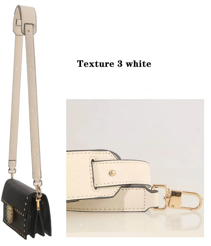 BAMADER High Quality Genuine Leather Bag Strap Ladies Wide Shoulder Strap 81CM-118CM Adjustable Fashion Women's Bag Accessories - Цвет: Texture 3 white