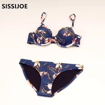 

Women's push up neoprene Bikini women printing swimming Summer style Swimsuit Bathing Suit swimwear women Maillot De Bain