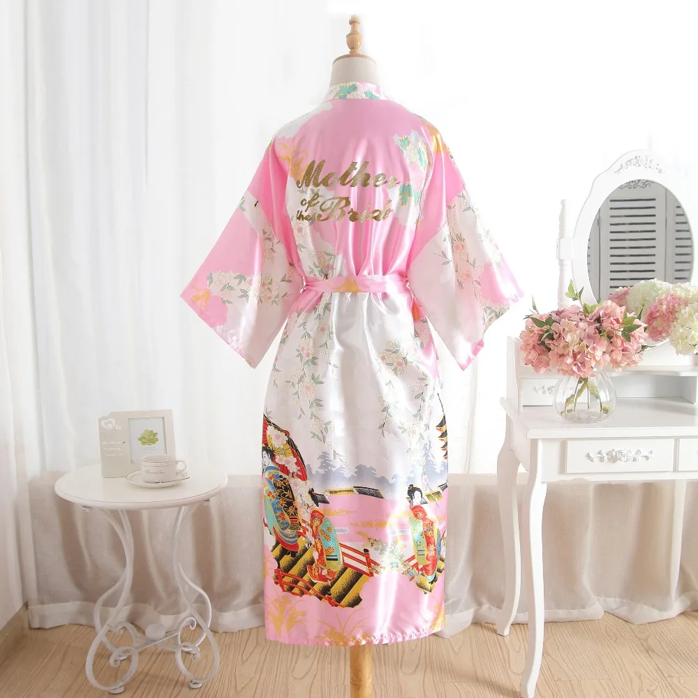 

New Women Silk Satin Wedding Robes Mother Of The Bride Robe Maid Of Honor Bridesmaid Bride Robes Floral Bathrobe Kimono Robe