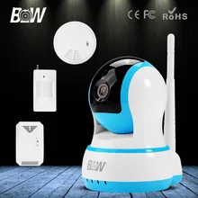 BW HD 720 P Мини Ip-камеры Беспроводные Wi-Fi P2P Видеонаблюдения безопасности P/T CCTV + Инфракрасный Motion Sensor + Газа и Дыма детектор