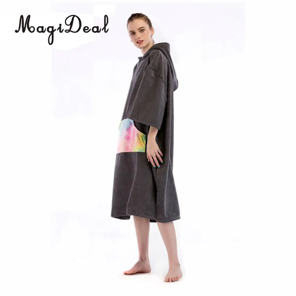 Surf Swim Changing Robe Bath Towel Outdoor Adult Water Absorbent Hooded Beach Poncho Towel Women Man Bathrobe Quick Dry Cover Up