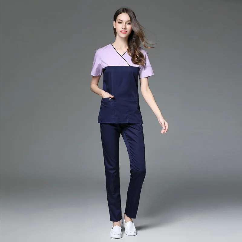 Корейский стиль сшивание цвет для докторов медработников Униформа комплекты одежды медицинская красота пластическая хирургическая щетка ручная одежда - Цвет: Pink