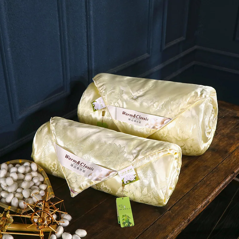 

Jacquard Mulberry Silk Comforter Duvet Full Queen King Size for Winter Summer Autumn Fall Warm Thick Blanket Hand Made Quilt