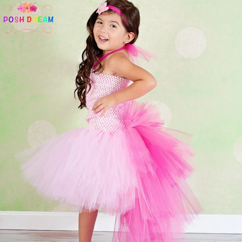 

POSH DREAM Pink Bustle Tutu Dress Flamingo First Birthday Halloween Costume Baby Infant Toddler Little Girls Outfit Tutu Dresses