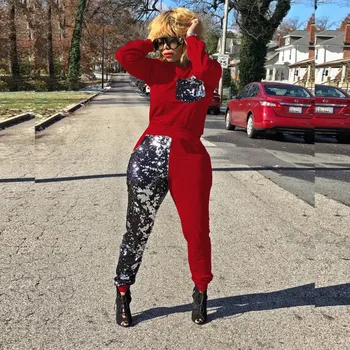 

Wjustforu Pullover Sequin Two Piece Set Women Winter New Casual Warm 2 Piece Set Female Elegant Fashion Tracksuit Slim Bodycon