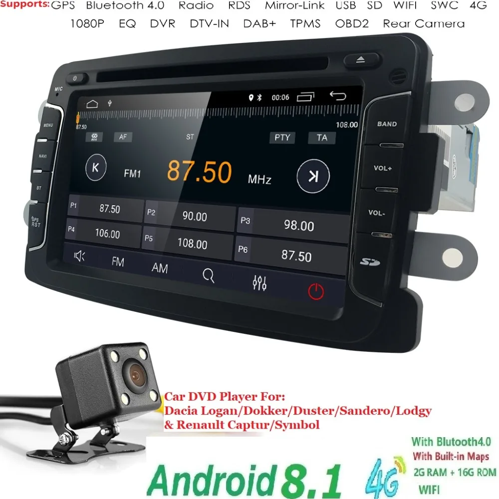 

QuadCore 1024*600 7"Android10.0 2GRAM car dvd player For RENAULT DUSTER Dacia Logan Sandero gps navigation bluetooth 4G DAB TPMS