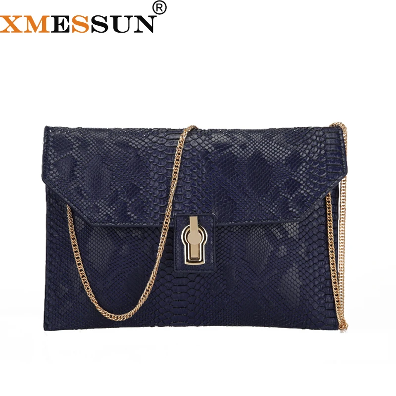 

XMESSUN Fashion Serpentine Women's Clutch Bag Snake Skin Leather Envelope Bag Evening Bag Chain One Shoulder Cross-body Bag F129