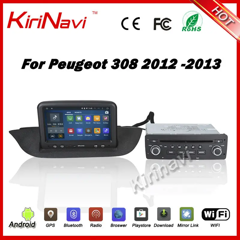 

KiriNavi Android 7.1 car radio for peugeot 308 double din 2012-2013 navigation gps touch screen mp3/ mp4 dvd player