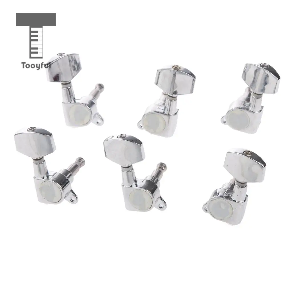 Tooyful 3R+3L Acoustic Electric Guitar String Semiclosed Tuning Pegs Tuners Machine Heads+Ferrule+Screws Accessory Silver | Спорт и