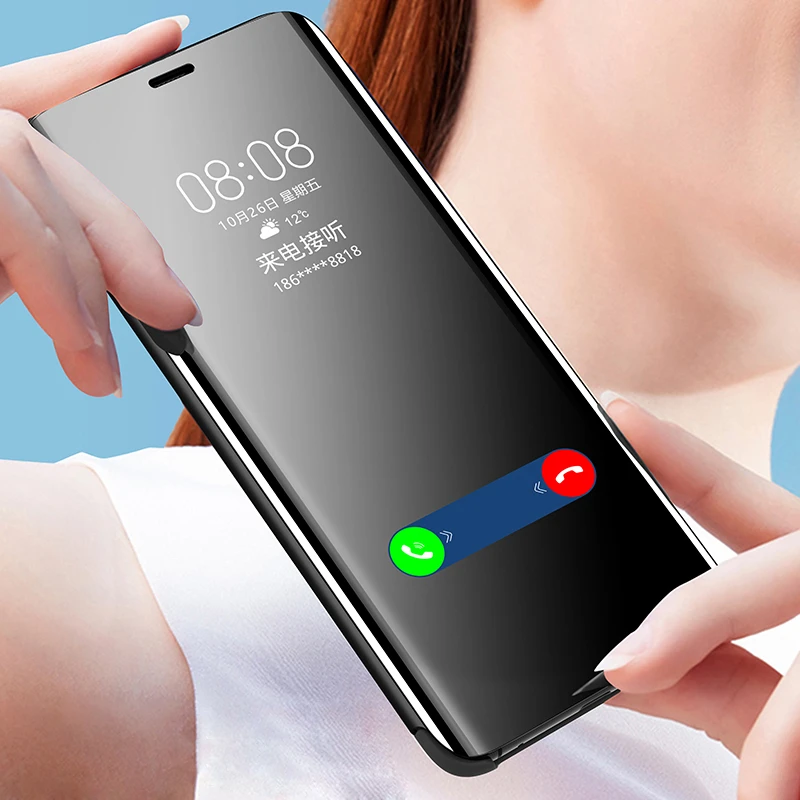 Роскошный прозрачный зеркальный флип чехол для huawei mate 20 Lite Pro подставка стенда