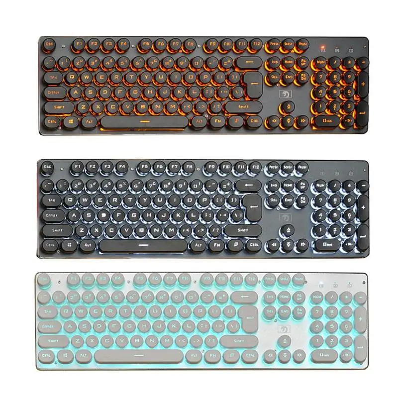 Стимпанк Ретро Keycap USB Проводная светящаяся игровая клавиатура с подсветкой 104
