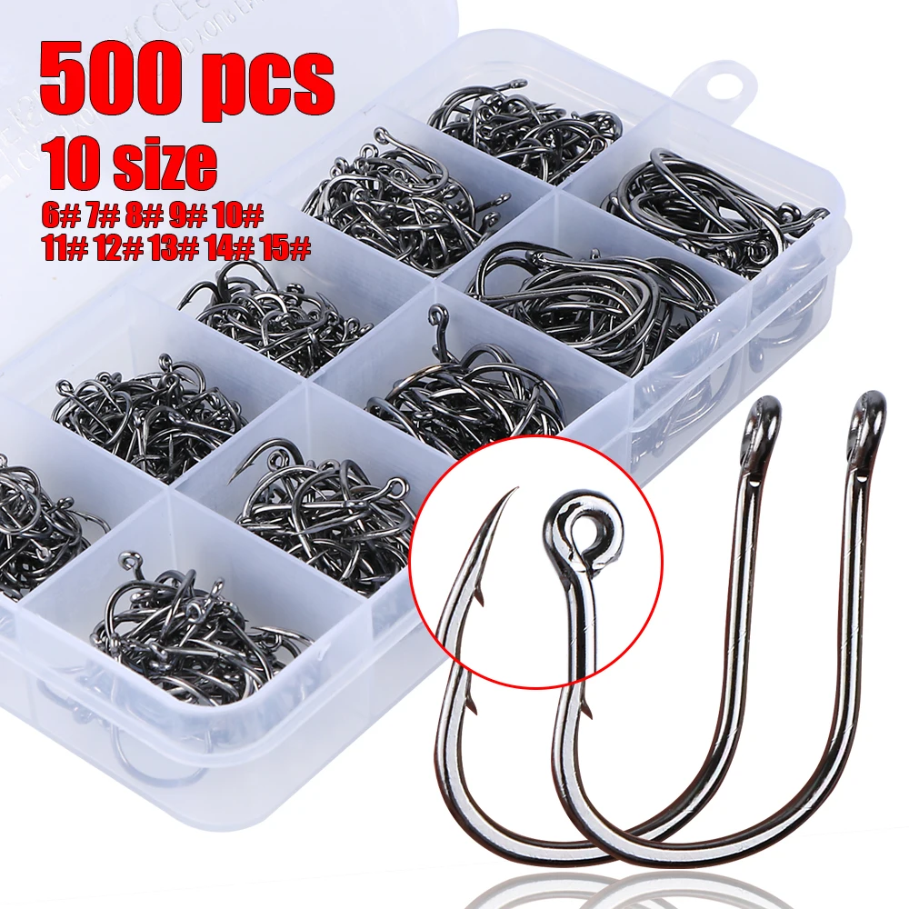 1 Set 500 Piece 10 sizes different about Fishing Hook Bait Tackle 