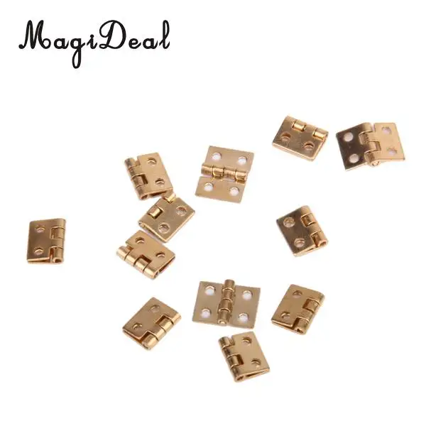 MagiDeal 12Pcs/Set Mini Cabinet Closet Mini Hinge for 1/12 Dollhouse Miniature Furniture DIY Toys Golden