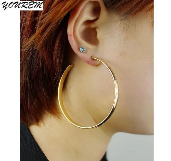 YOUREM Nickel free gold color earring diameter 6cm classic cuff golden
