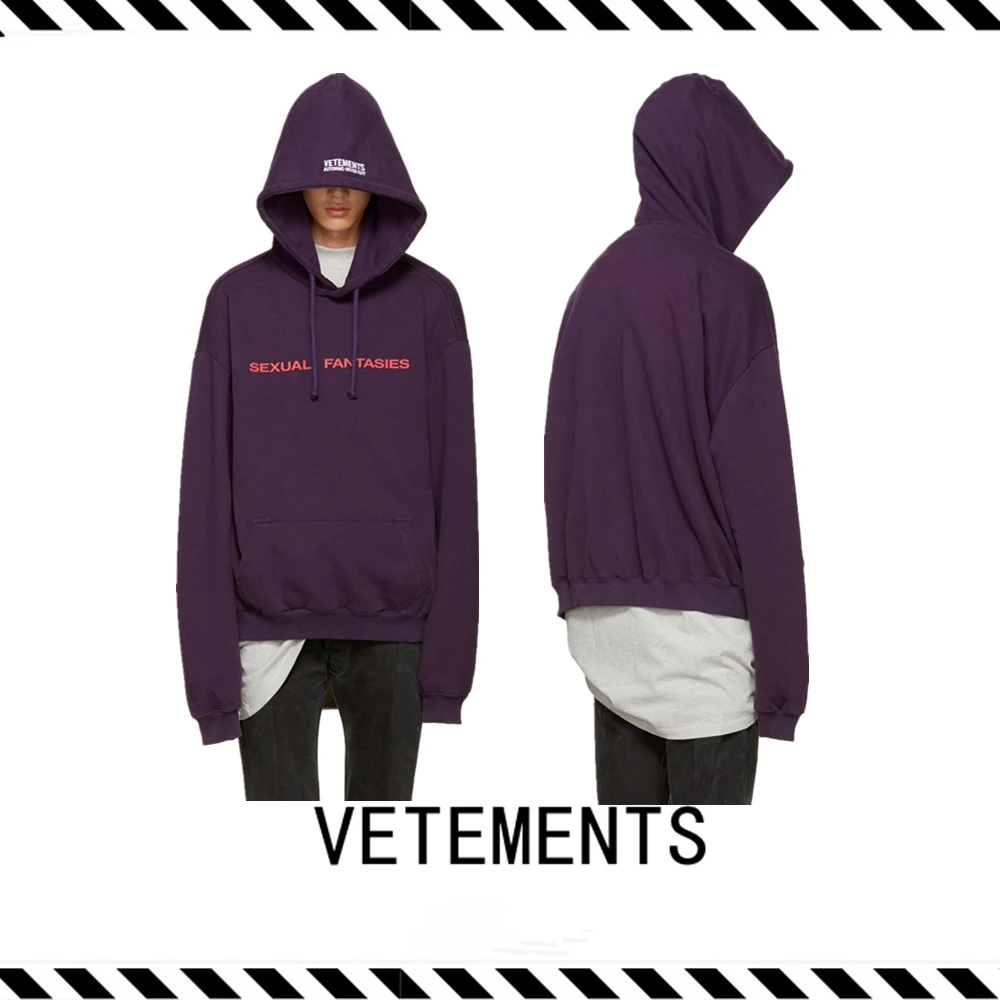 Best Version 2016 Fall Winter Vetements Purple Sexual Fantasies Hoodie