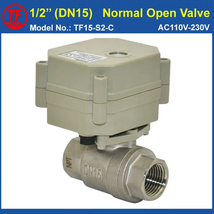 

AC110V-230V 2 Wires DN15 Normal Open Valve With Indicator 2-Way BSP/NPT 1/2'' SS304 Power Off Return Electric Shut Off Valve