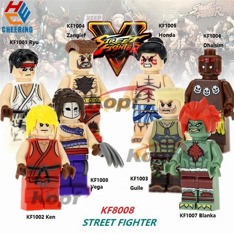 

20Pcs Wholesales Building Blocks Ryu Zangief Honda Dhalsim Ken Vega Guile Blanka Figures Bricks Action For Children Toys KF8008