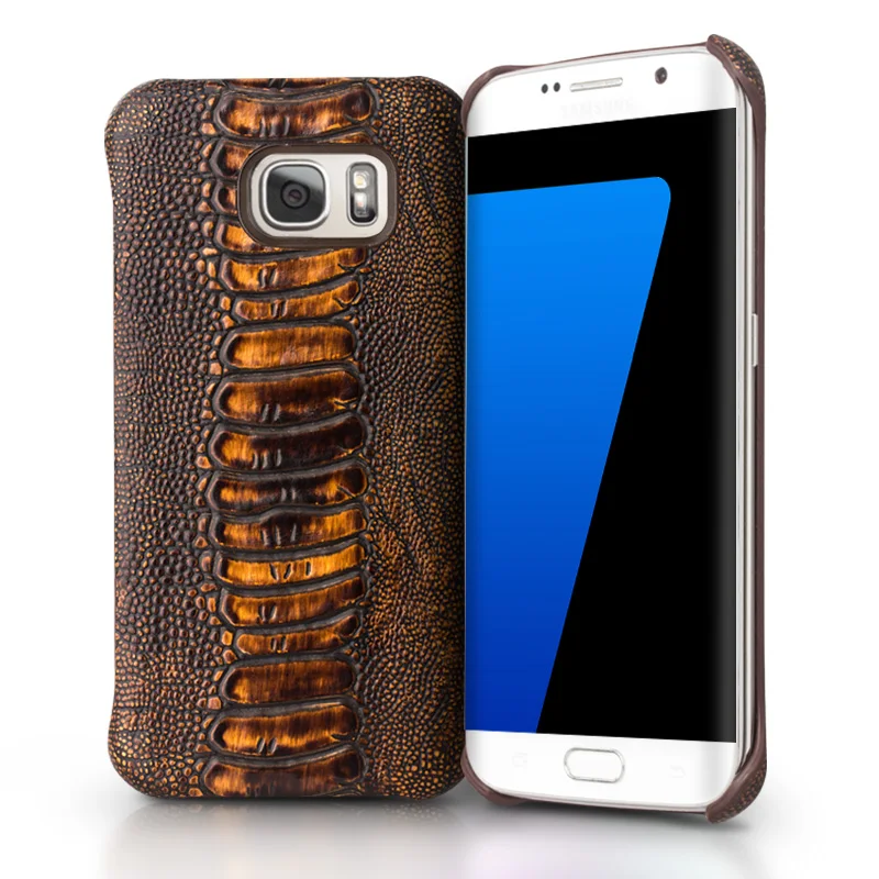 

QIALINO Real Leather Special Ostrich Leg Texture Case for Samsung Galaxy S7/ S7 edge Top Layer leather Case for Samsung S7 cover