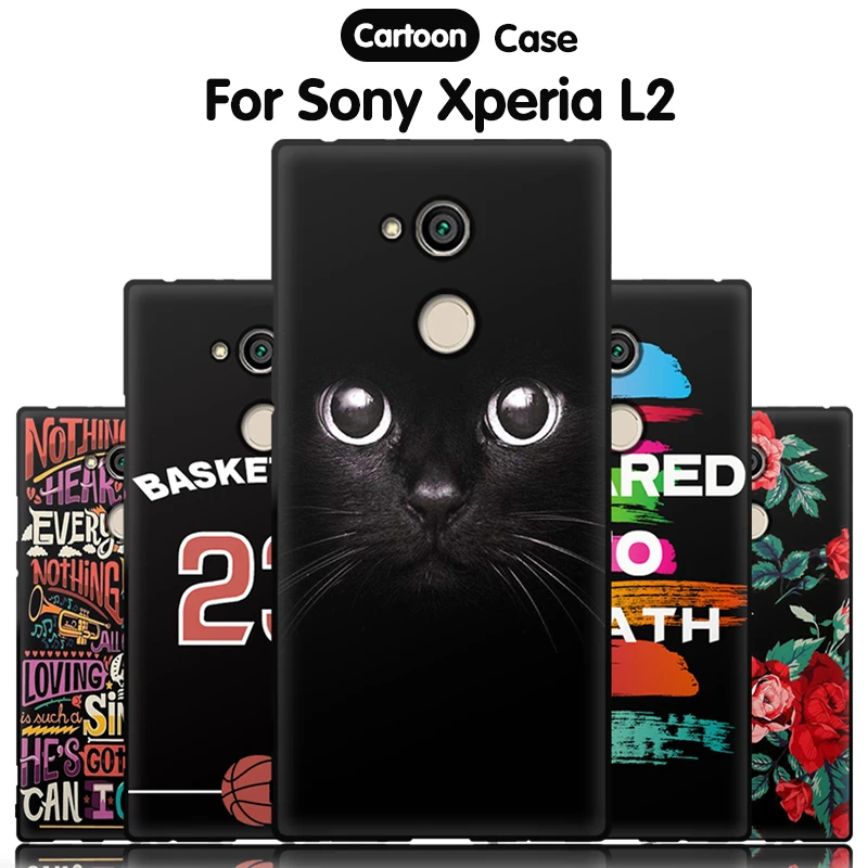 JURCHEN Cartoon Soft Phone Case For Sony Xperia L2 Case H3311 H3321 H4311 H4331 Dual Back Cover For Sony Xperia L2 Case Silicone