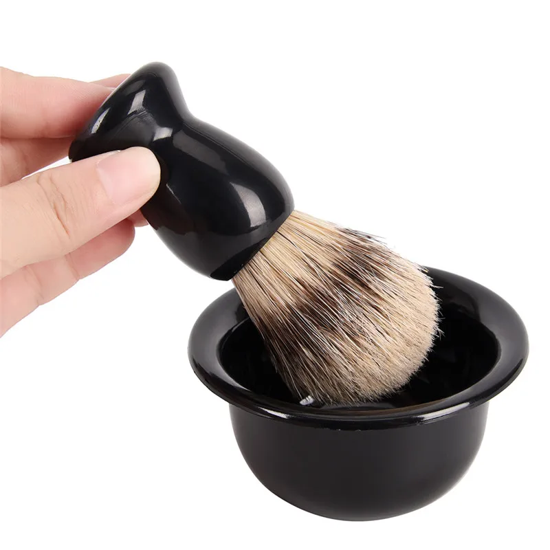 Парикмахерская щетка для бритья, щетка для бритья барсука+ черная акриловая подставка+ набор мыльниц для бритья