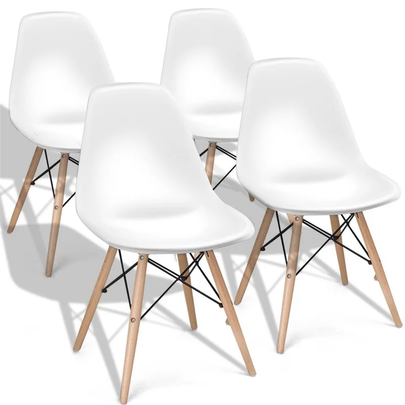 

4pcs Mid Century Modern Dining Chair with Wood Leg White Black Beech Wood Legs Modern Dining Chairs Set Living Room HW58931