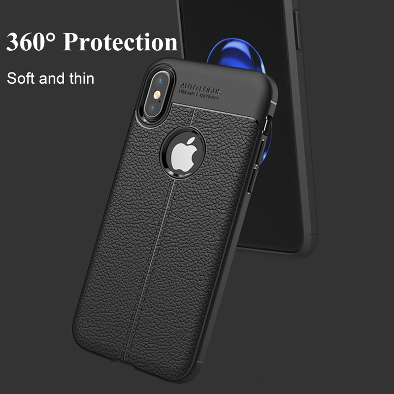 Высококачественный Мягкий ТПУ кожаный чехол личи для iPhone X XS 7 8 ультра тонкий противоударный чехол для iPhone XS Max XR X 7Plus 8 Plus 6s