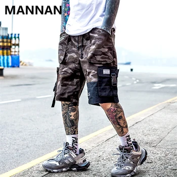 

MANNAN Men Side Strap Buckle Zipper Pocket Cargo Baggy Shorts 2019 Summer Hip Hop Casual Streetwear Short Trousers Male Shorts