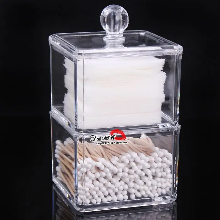 Quality cotton swab box desktop cosmetics storage box transparent