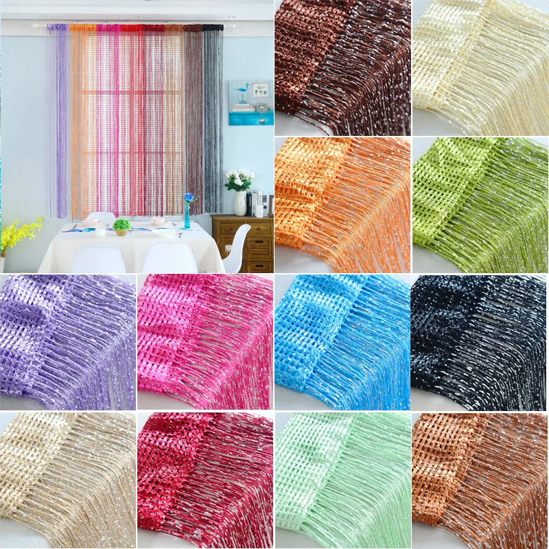 

Window Glitter String Curtain Panel Fly Screen Room Divider Fringe Curtains Perfect for home cafe shop book store and clothes