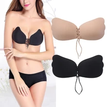 Сексуальные женщины пуш-ап самоклеющиеся силиконовые Бюст спереди Закрытие без бретелек невидимый бюстгальтер W710