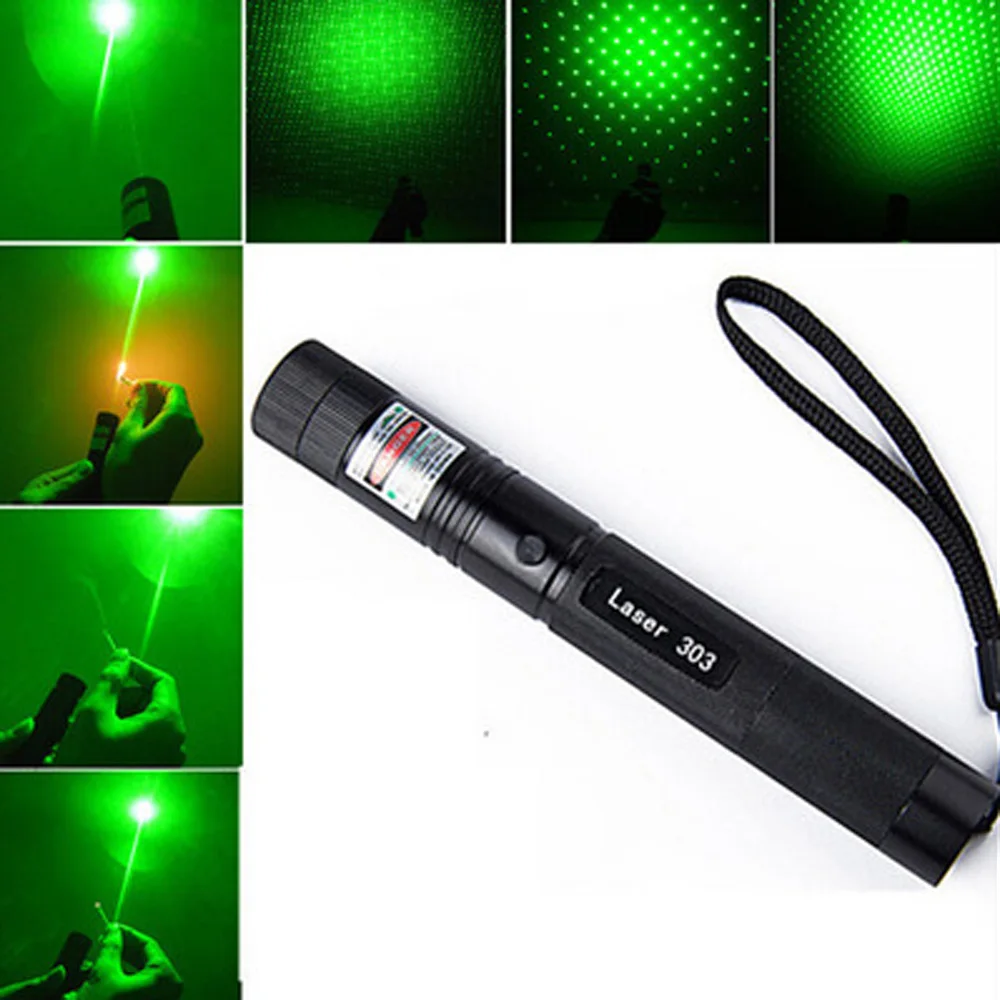 

High Power Green Laser Pointer Adjustable Focus Burning laser Pen 303 532nm Continuous Line 500 to1000 meters Laser range