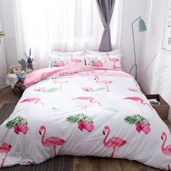 

Flamingo ostrich Bedding Sets White pink 3pcs soft bedclothes duvet cover quilt cover pillow cases BeddingOutlet Modern fashion