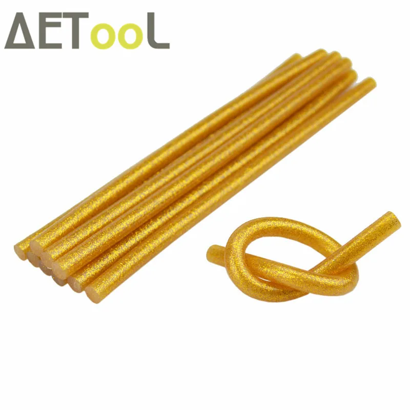 

AETool 7x180MM Gold color Glitter Glue Hot Melt Glue Sticks 7MM For Glue Gun Craft Multifunction Repair Tool DIY Adhesive Stick