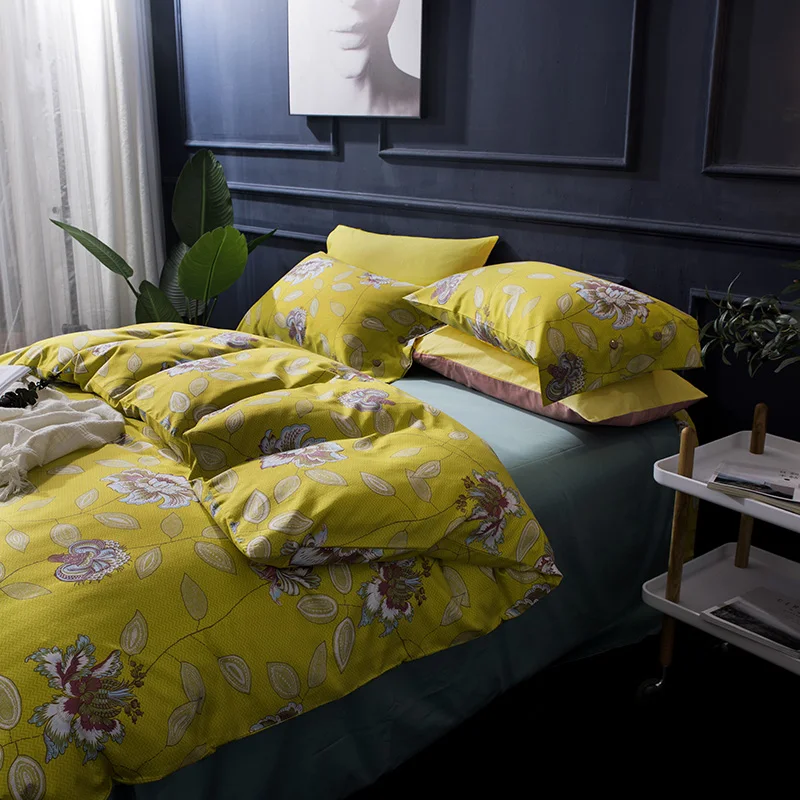 

Modern floral designer Duvet cover set 60S Egyptian cotton soft Bedding set queen king size bed linen sheet set pillowcases 38