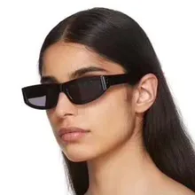 Подиумные Квадратные Солнцезащитные очки трендовые винтажные женские очки мужские металлические петли овальные заклепки очки черные белые розовые дешевые очки