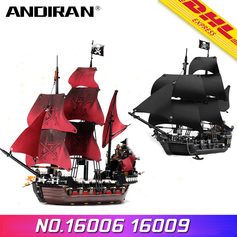 

16006 & 16009 Pirates of the Caribbean The Black Pearl Pirate Ship Model set Building Blocks Kits bricks Toys for Children 4195