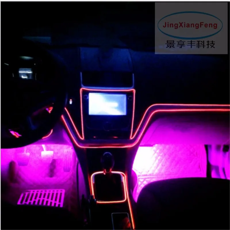 JingXiangFeng 10-Цвет 1 м Гибкий неоновый свет светящийся el салон провод плоский светодиодные ленты для автомобиля интерьерные светильники 12 V инвертор автомобиля