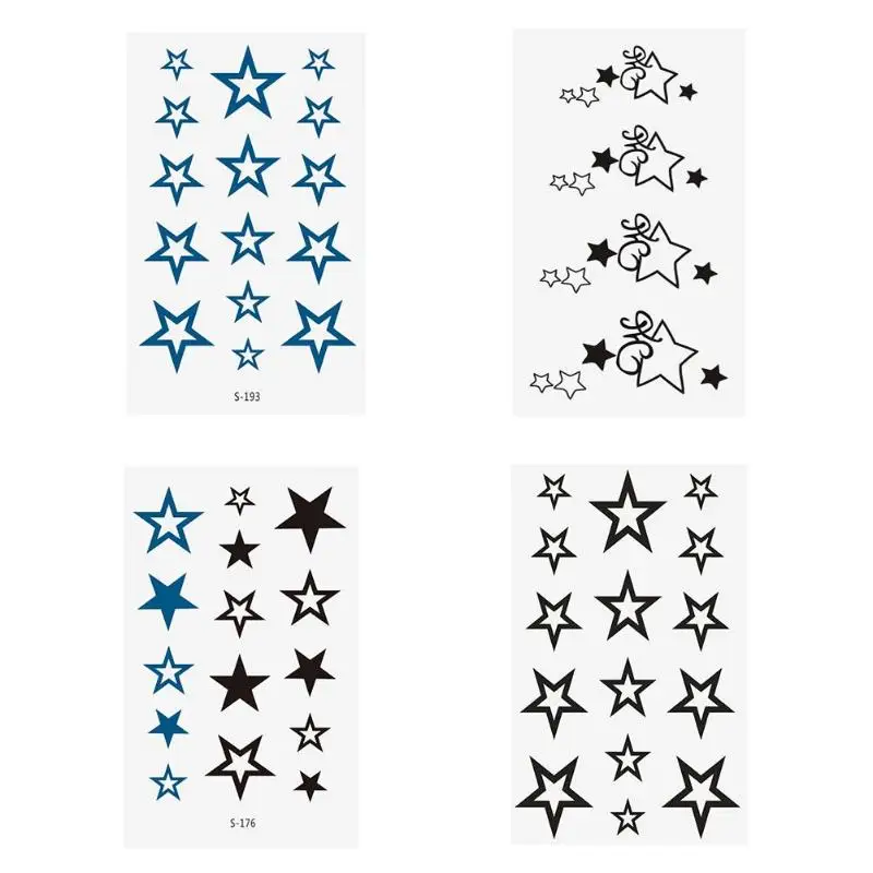 

Waterproof Stars Tattoo Stickers Temporary Water Transfer Fake Body Art Tattoo Arm Leg Beauty Decals Green Ink Transfer Sticker