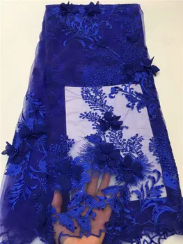 

African 3D Lace Fabrics French 2018 High Quality Bridal Beaded Nigerian Lace Tulle Lace Fabric For Wedding Dress-ZX12