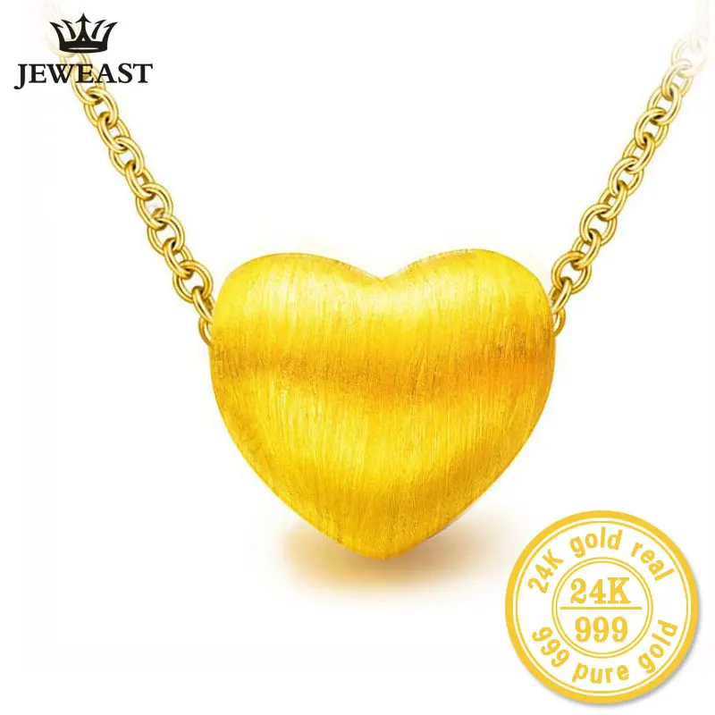 24k Чистое золото, красивый кулон в виде сердца 999 проба, подвески для женщин девушек, 3D жесткое золото желтый цвет, модный кулон, горячая распродажа
