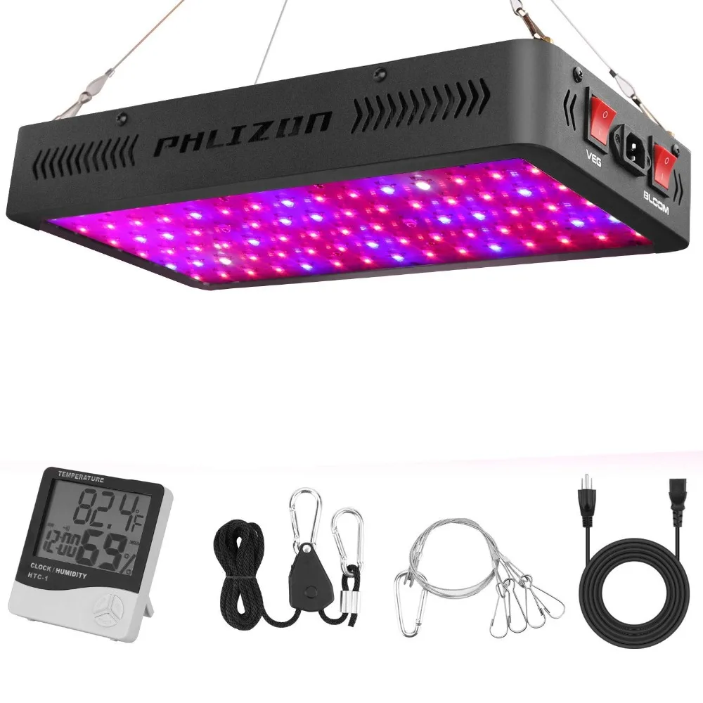 Phlizon 600 Вт 900 W 1200 W LED растущий свет для растений полный спектр двойной переключатель для комнатных цветов роста аквариум