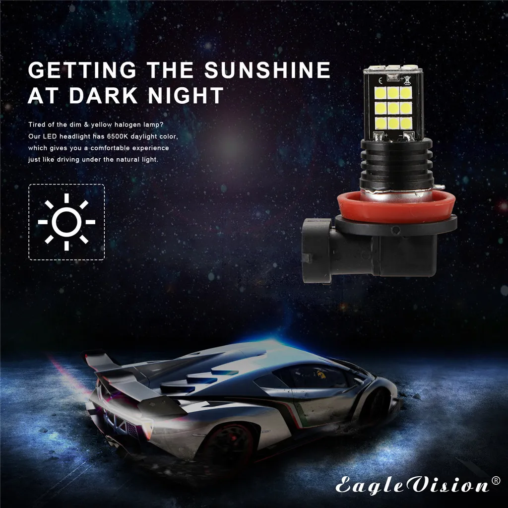 

2pcs Led Fog Light H8 H9 H11 3030 24 SMD LED RGB Car Headlight Fog Lamp Bulb Light 24W 6000K Led Lamp For Auto Car Accessories